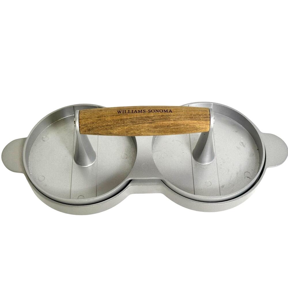 Williams-Sonoma Large Double Burger Press Wood Handle Vintage Grilling Tool